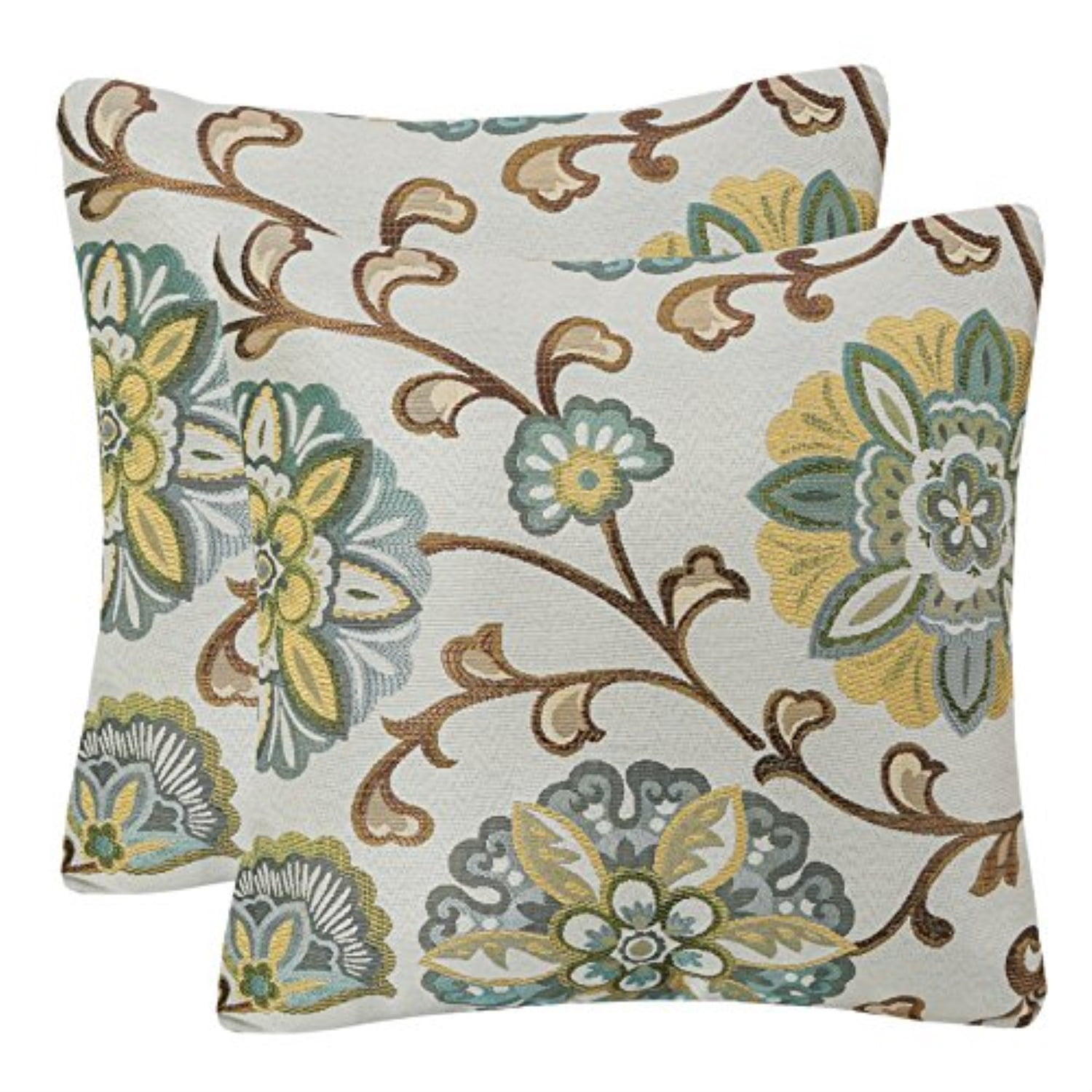 pack of 2 simpledecor throw pillow covers decorative pillow cases, 20x20 inches, jacquard floral