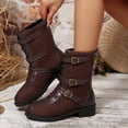 thumbnail image 2 of Fashion Ankle Boots with Leather Upper and Side Buckle Features for Comfortable Autumn Winter Footwear, 2 of 9