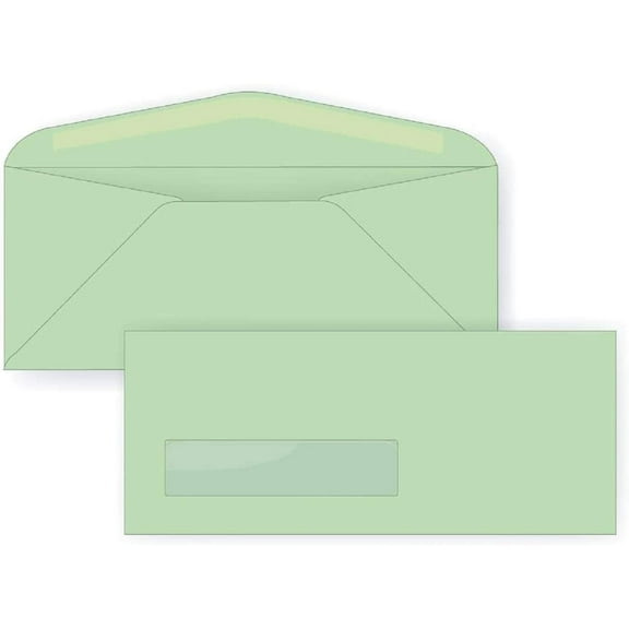 Limited Papers (TM) Regular Mailing And Business Envelopes, Left Hand Window, No. 10 (4.8 x 9.5 Inch), Gummed seal, 24 Pound, Variety of Colors And Quantities. (Green, 500)