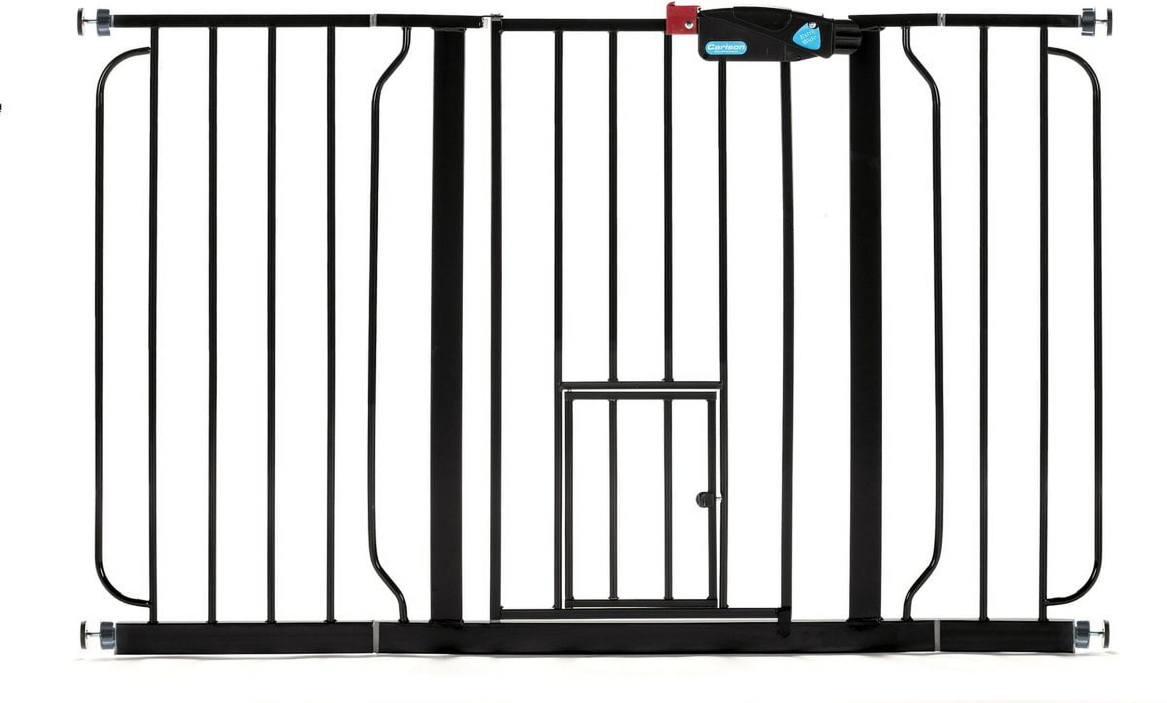Carlson 51” Walk-Thru Pet Gate with Small Pet Door, All-Metal Frame, 30” H x 29.5”-51” W, Black