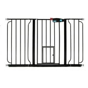 Carlson 51” Walk-Thru Pet Gate with Small Pet Door, All-Metal Frame, 30” H x 29.5”-51” W, Black