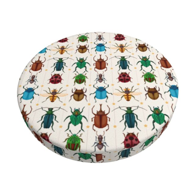 Balery Cartoon Insects Fundas de asiento para taburete de bar redondo de tela de terciopelo ajustables que protegen de arañazos y manchas para sillas de 14 a 17 pulgadas.-13 inch