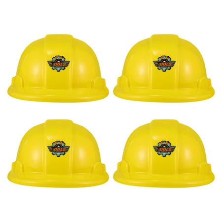 

NUOLUX 4pcs Construction Hard Hats Plastic Kids Party Hat Engineering (Yellow)