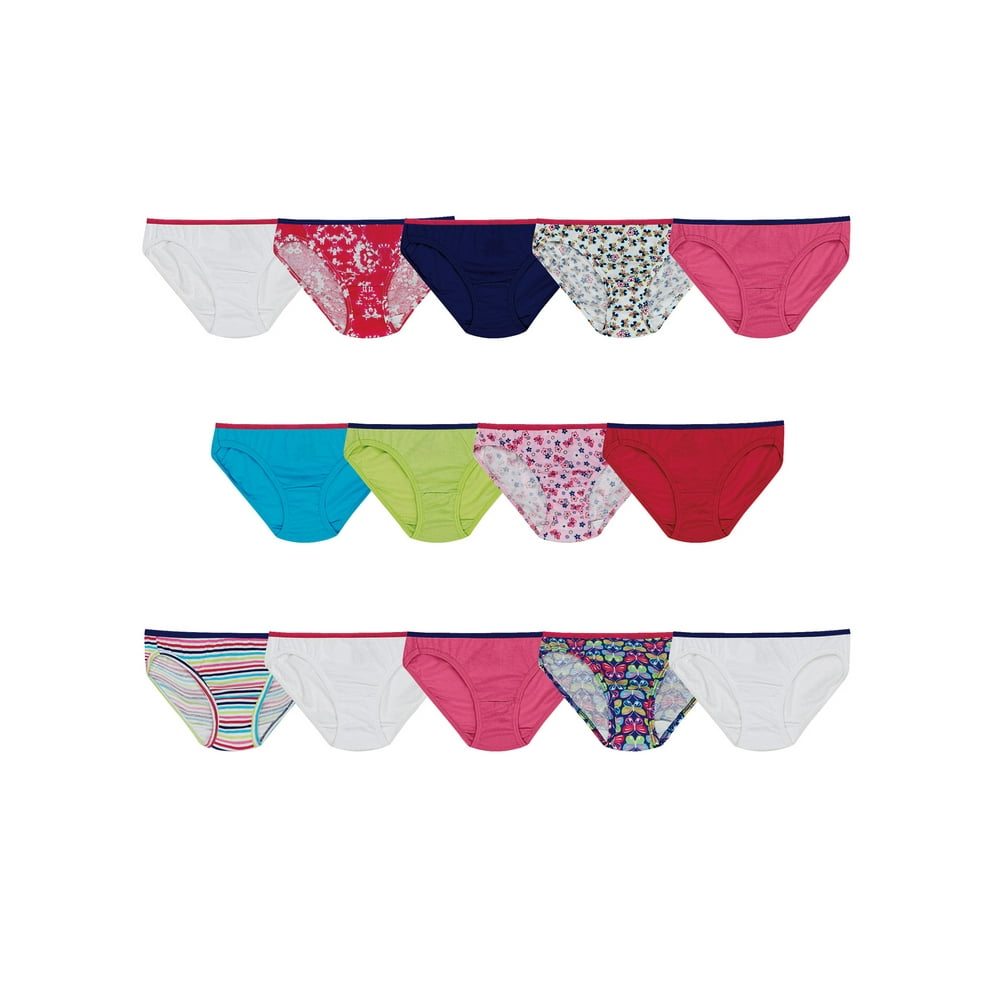 Hanes Hanes Girls' Tagless Bikini Underwear, 14 Pack Panties Sizes 6