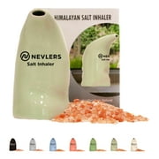 Nevlers Salt Inhaler with Pure Himalayan Pink Salt | Hand Painted Ceramic | Asthma and Allergy Relief | Olive Green