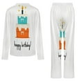 thumbnail image 6 of Birthday Cake Celebration Illustration Simple Womens Pyjamas Set Button Up Pyjamas Womens with Long Sleeve Top And Wide Leg Pants V-neck Loungewear Sets, 6 of 9