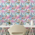 thumbnail image 2 of Ambesonne Floral Peel & Stick Wallpaper for Home, Crane Birds Flowers Plot, 13"x100", Soft Pink Khaki and Blue, 2 of 5