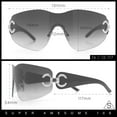 thumbnail image 3 of Womens Luxury Rimless Shield Bold Oversize Wrap Diva Sunglasses Black - Silver Mirror, 3 of 8