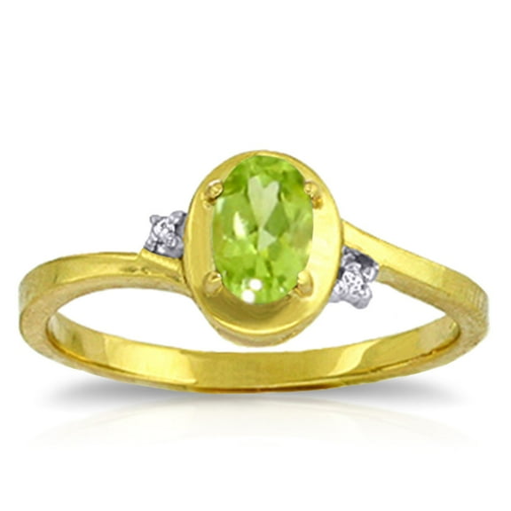 Galaxy Gold GG 14K Yellow Gold 0.51 Carat Natural Diamonds and Oval-Shaped Peridot Ring - August Birthstone - Abundance & Joy - Sizes 5.5 to 11 - Fine Jewelry for Women