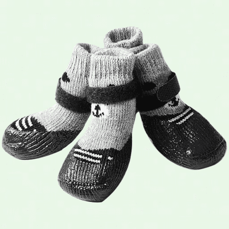 4Pcs Non-Slip Dog Boots  Waterproof Cotton Rain Snow Socks Shoes for Puppy Small Cats Dogs - Black S