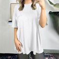 thumbnail image 2 of ZyeKqe Oversized T Shirts for Women Short Sleeve Shirts Round Neck Top Solid Color Loose Fitted Tees, 2 of 7