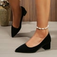 thumbnail image 6 of Womens Suede Solid Office Square Toe Slip On Casual Chunky Low Heel Pumps Shoes 2 Inch, 6 of 8