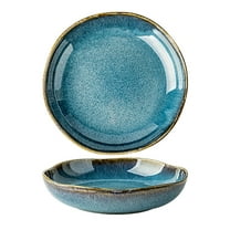 Blue Pottery Key Bowl, Ceramic Decorative Bowl for Entryway & Bedroom, Porcelain Jewelry Trinket Dish with Blue Glaze, Versatile Candy Salad Bowl, Centerpiece Decor Gift