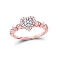 thumbnail image 2 of 14kt Rose Gold Womens Round Diamond Heart Cluster Ring 1/3 Cttw, 2 of 5