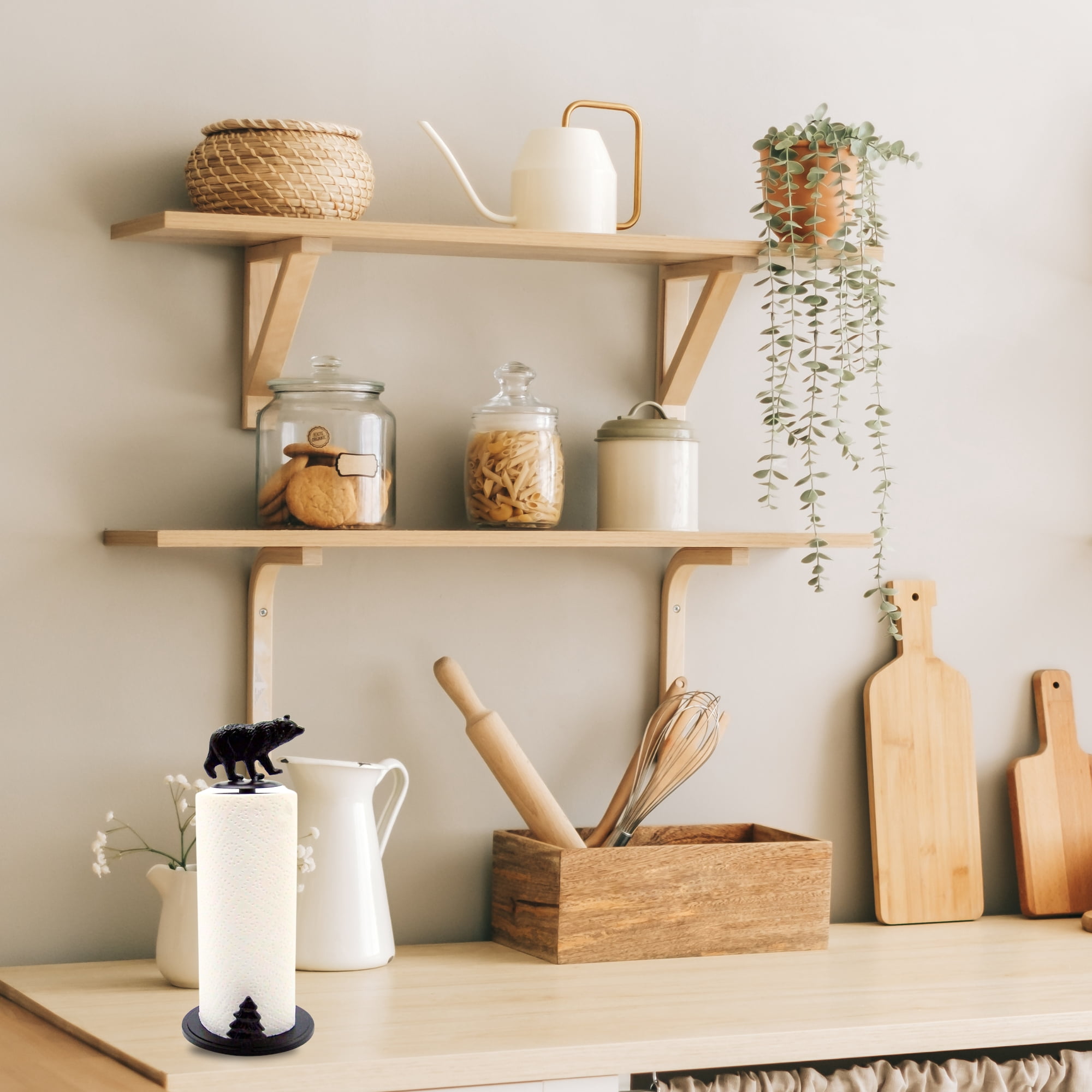 Bear Metal Paper Towel Holder - Rustic Style Kitchen Accessory - Perfect for Cabin and Lodge Decor - Unique Bear Decor for Home - Great Gift for Nature Lovers and Rustic Decor Enthusiasts