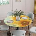 thumbnail image 5 of Sunflower Round Tablecloth for 45-54 Inch Tables, Fitted Table Cover with Elastic Edge, Yellow Spring Floral Botanical Waterproof Outdoor Table Cloth Protector for Patio Garden Dinner Picnic, 5 of 9