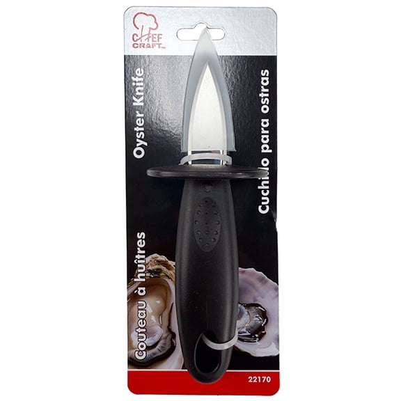 Chef Craft Stainless Steel Oyster Knife, Plastic Handle w/ Blade Sheath