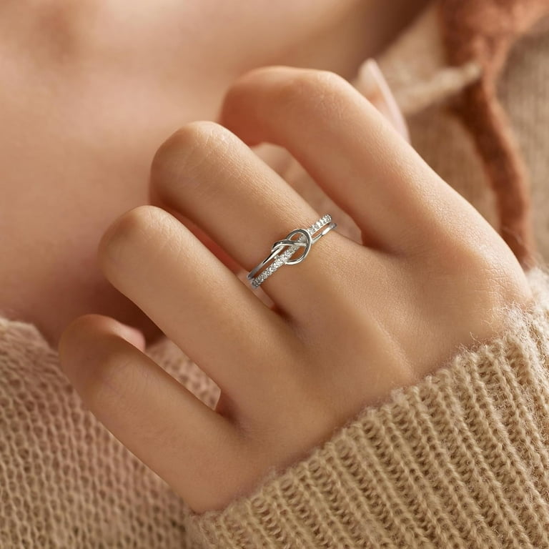 Heart Rings for Women Mother Daughter Friendship Knot Ring Promise