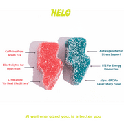HELO Energy Gummies, Blue Razz (30CT) - 50mg of Caffeine per Gummy, Alpha GPC, Lions Mane, Ashwagandha, Cordyceps, Electrolytes, Vitamin B12