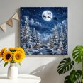 thumbnail image 2 of Canvas Wall Art, Christmas Forest Framed Canvas Prints for Living Room Bathroom, Xmas Deer Santa Claus Navy Blue Moon Night Gallery Wrapped Wall Decor for Home Office, Gifts, 12"x12" Ship Next Day, 2 of 9