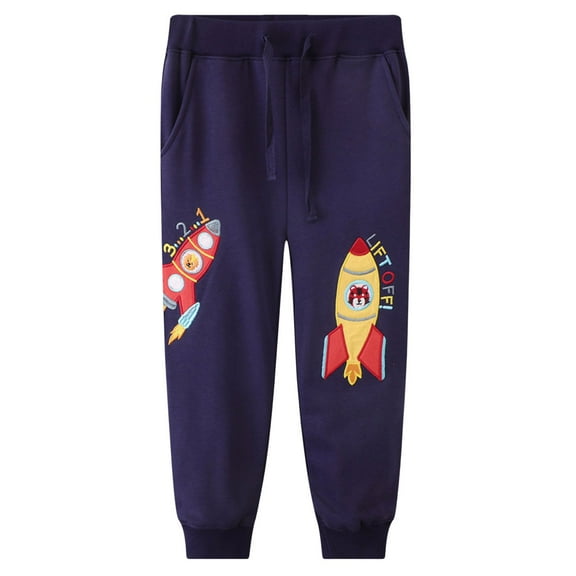VMESZQFG Boys Pull on Pant Boy Clothes Autumn And Winter Cartoon Printing Boys Outside Wear Sweater Pants Son Of Small And Medium Boy Pants Set Blue