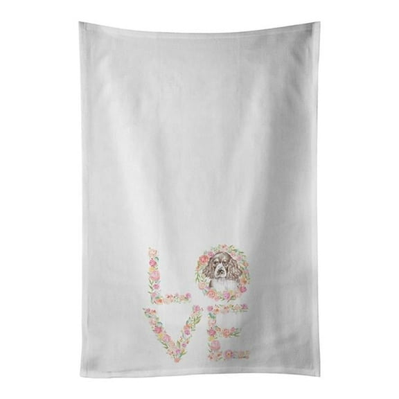 Carolines Treasures WDK4505WTKT 28 x 19 in. Unisex English Springer Spaniel No.2 Love White Dish Towels Kitchen Towel - Set of 2