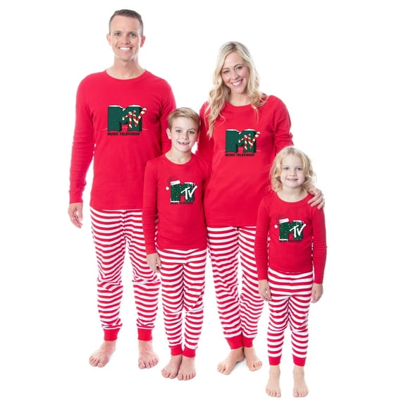 MTV Christmas Music Television Logo Tight Fit Family Pajama Set