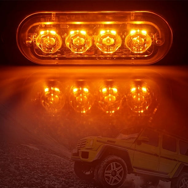 4LED Car Warning Light Grill Flashing Breakdown Emergency LED Side