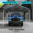 thumbnail image 5 of YOKWOK 15'x10' Heavy Duty Metal Carport Sturdy Structure, All Weather Protection, Easy Assembly for Cars, Trucks, Boats, Tractors, and Outdoor Storage, Grey, 5 of 8
