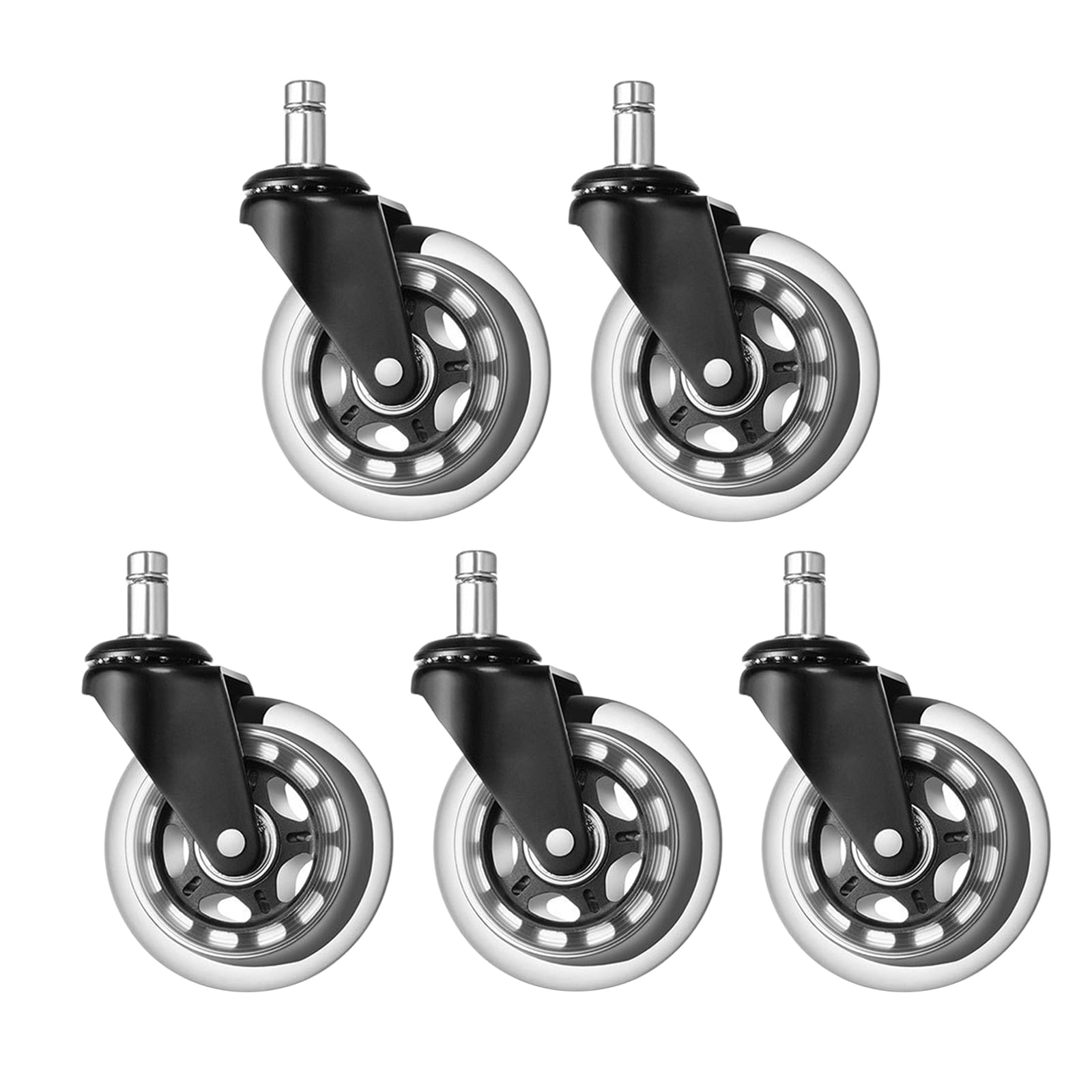 5 Pcs 3" Office Chair Caster Wheels with Brake Replacement Universal Heavy Duty 