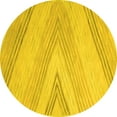 thumbnail image 1 of Ahgly Company Machine Washable Indoor Round Abstract Yellow Contemporary Area Rugs, 7' Round, 1 of 4