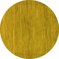 thumbnail image 1 of Ahgly Company Machine Washable Indoor Round Abstract Yellow Modern Area Rugs, 5' Round, 1 of 4