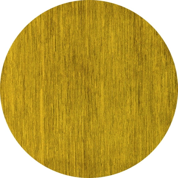 Ahgly Company Machine Washable Indoor Round Abstract Yellow Modern Area Rugs, 5' Round