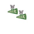 thumbnail image 2 of Delight Jewelry Acrylic 1.25" Green Cheer Megaphone Silvertone Antiqued Butterfly Post Earrings, 2 of 4