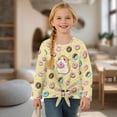 thumbnail image 4 of Xixirimido Capybara Donuts Yellow Pattern Girls Casual Tunic Tops Tie-hem Long Sleeve Loose Soft Blouse T-Shirt Cute Graphic Girls Shirts, Size 9-10, 4 of 7