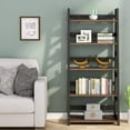 thumbnail image 2 of TribeSigns 5-Tier Industrial Ladder Bookshelf Bookcase, Modern Plant Flower Stand Display Rack Shelf for Living Room Balcony Bedroom Home Office, 2 of 7
