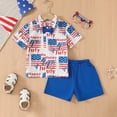 thumbnail image 2 of Xudanell 4th of July Baby Boy Outfit Button Short Sleeve Fashionable Independence Day Print Shirt Shorts Set Clothes for Boys Blue 3-4 Years, 2 of 5