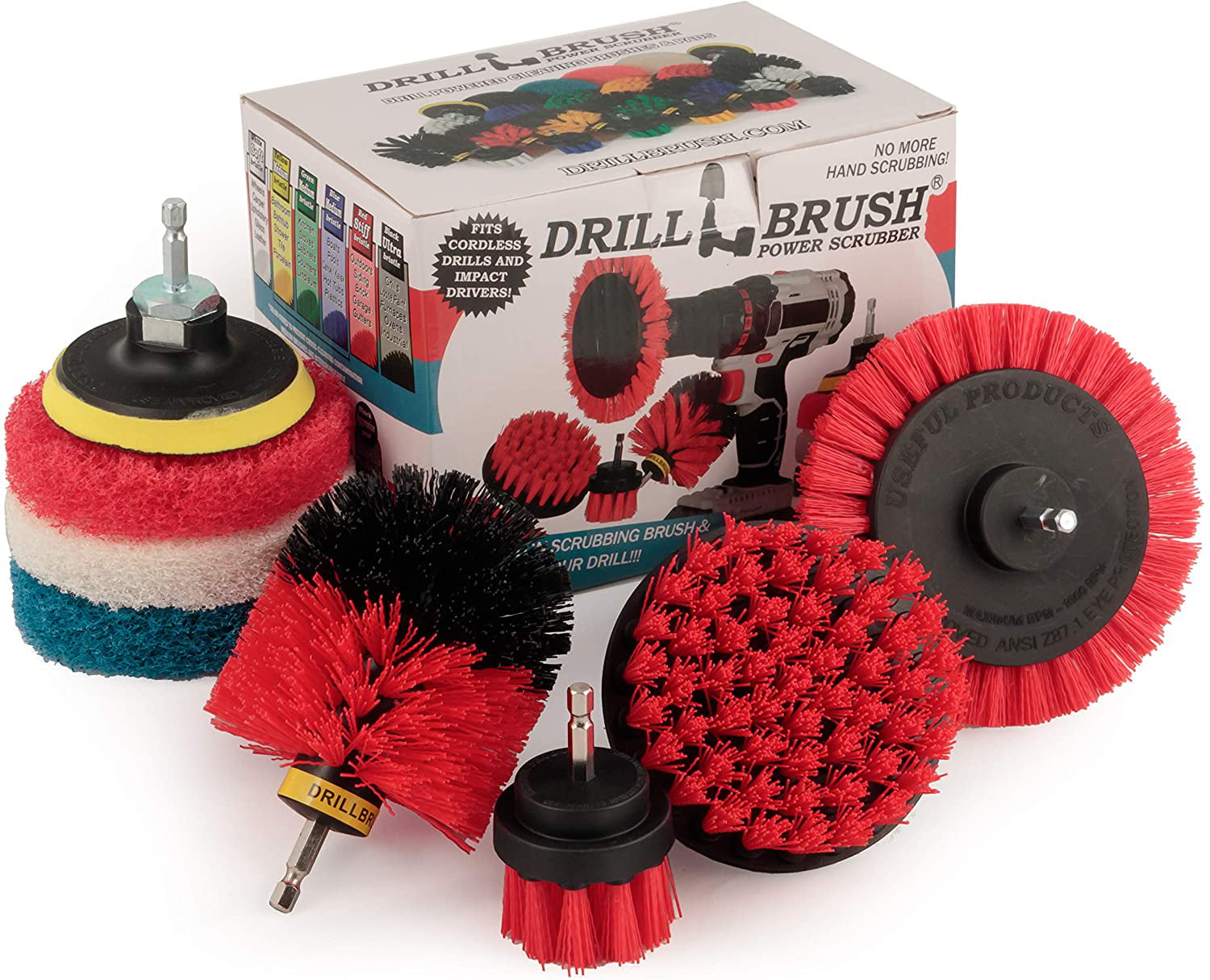 Drillbrush Rotary Brush Kit - Drill Brush Scrub Pads - Shower Scrubbing  Brushes for Cordless Drill - Tile Cleaner Drill Attachment Commercial  Scouring