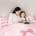 thumbnail image 4 of Erosebridal Cute Clover Bow Twin Comforter Sets 3-Piece for Girls,Kids Teens Dreamy Flowers Bowtie Bedding Set,Pink Reversible,Super Cozy Room Decor, 4 of 6