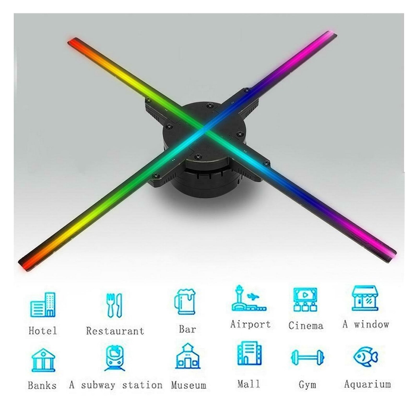 Hologram Projector Fan Wifi 3d Holographic RGB0805 LED Party Decorations Holograms Fan Advertising Machine Rotating Imagin 56CM ,Holographic Video Projector