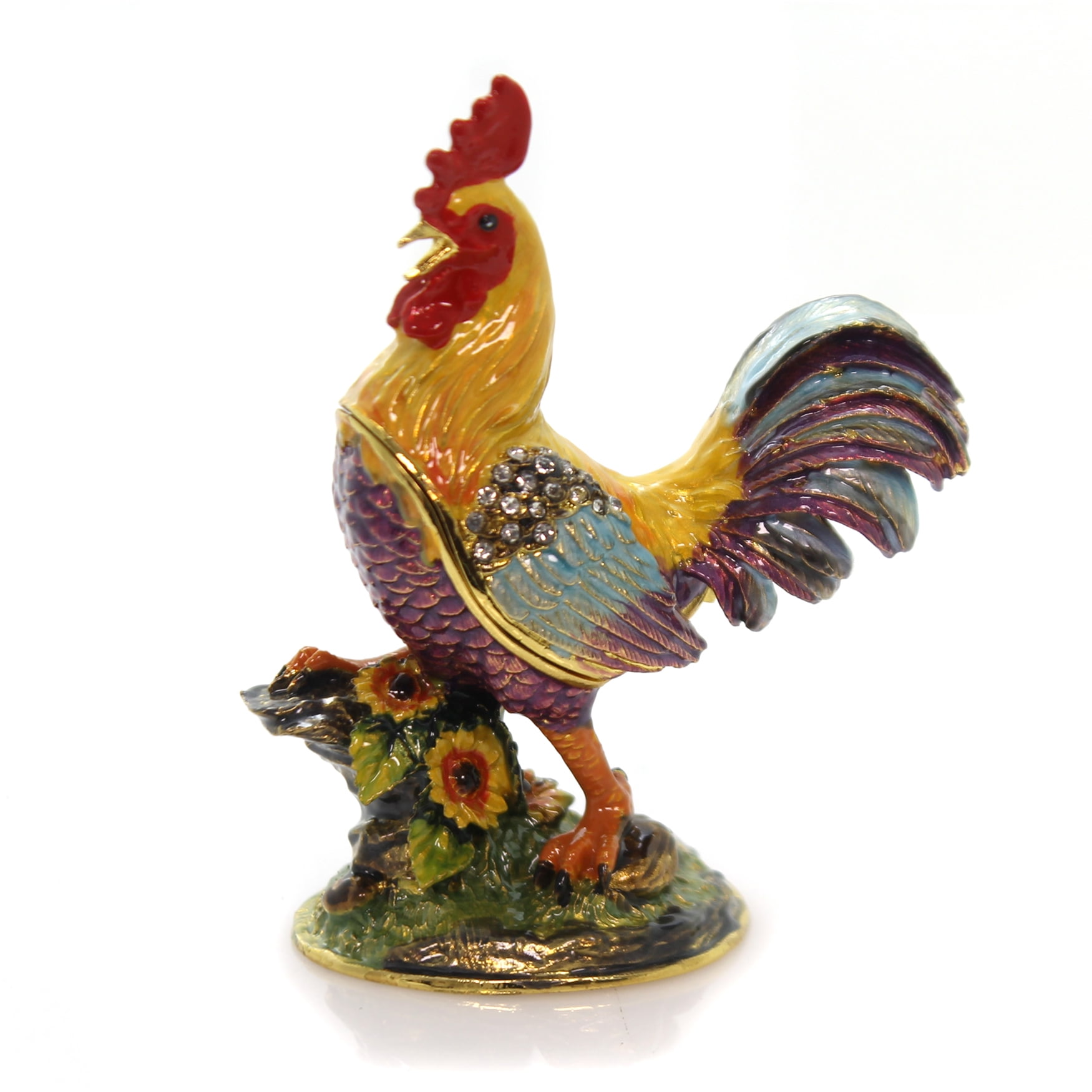 Hinged Trinket Box Hinged Trinket Box ROOSTER ENAMELED BOX Metal