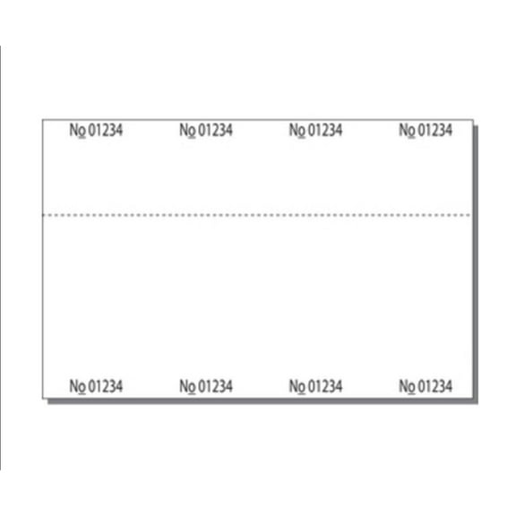 Print-Ready Numbered Ticket Sheets, 5-1/2" x 8-1/2", 4 Tickets Per Sheet, Perfed Stubs and Consec Numbers, Ticket Size: 2-1/8" x 5-1/2" on White 67lb Vellum - 250 Sheets (1,000 Tickets)