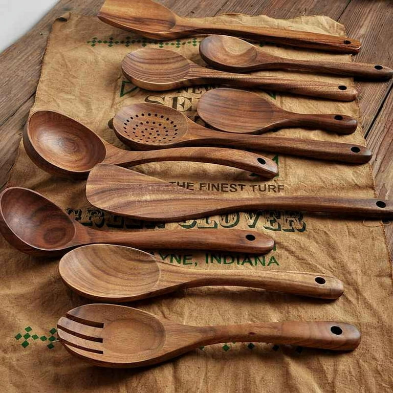 Wooden Cooking Utensils,Teak Wooden Spoons for Cooking Wood Utensil for  Nonstick Cookware,Kitchen Utensils 1pc