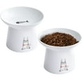 thumbnail image 1 of Cuencos para gatos OMAYKEY de cerámica elevados, 6.5 pulgadas de ancho y 400 ml, color blanco, 1 of 7