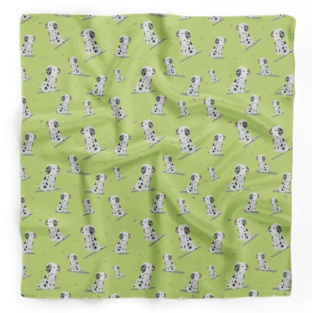 Bimba Green Dalmatian Dog Pure Silk Printed Head Bandanas Summer Neck Wrap Scarf 40 x 80 Inches