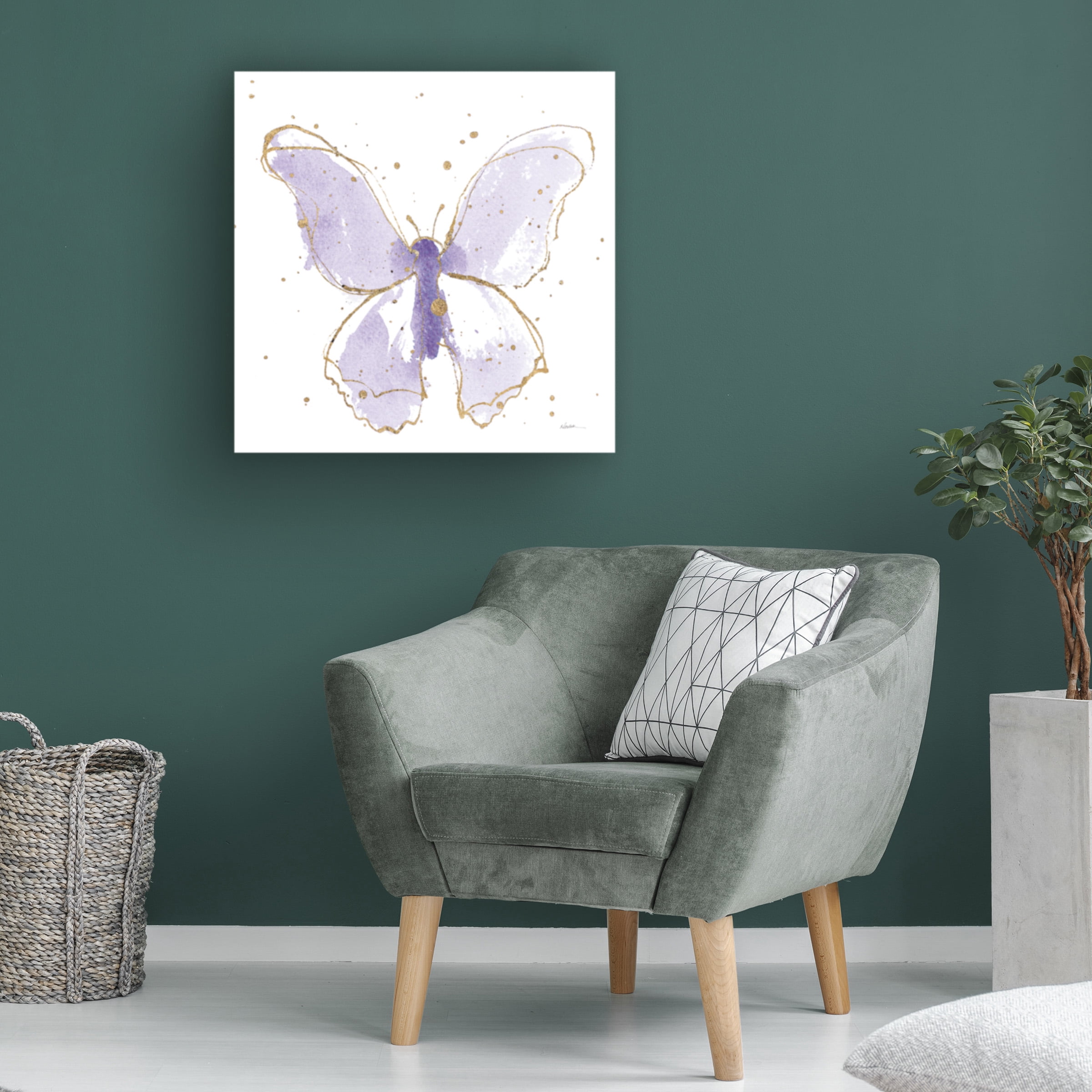 Shirley Novak 'Gilded Butterflies II Lavender' Canvas Art