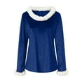 thumbnail image 4 of TAmten Christmas Shirts for Women Xmas V Neck T-Shirt Trim Sweaters Casual Loose Sweatshirt Velvet Long Sleeve Holiday Pullover Tee Tops(Dark Blue,2XL), 4 of 8