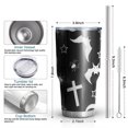 thumbnail image 6 of 30oz Black Halloween Bat Spider Pattern Tumblers Stainless Steel Tumbler with Lid and Straw,Vacuum Insulated Double Wall Travel Tumbler Cups Mug with Cleaning Brush for Coffee,Tea, 6 of 7