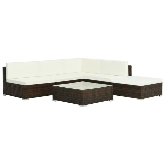 vidaXL Patio Furniture Set 6 Piece Outdoor Sofa with Coffee Table Poly Rattan