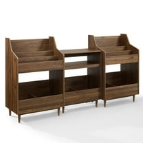 Crosley Furniture Liam 3Pc Turntable Record Player Stand and Vinyl Storage, Mid Century Modern